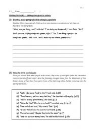 English Worksheet: Adding Dialogue to a Story