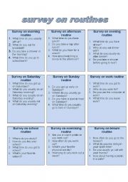 English Worksheet: Survey on routines