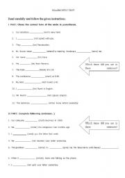 English worksheet: Diagnostic Test