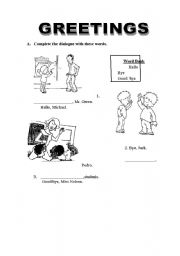 English Worksheet: GREETINGS