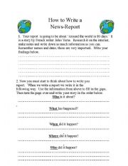 English Worksheet: How to Write a News Report