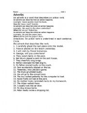 English Worksheet: A level Adverb Exercise