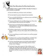 English Worksheet: Emotion Role Play Situations