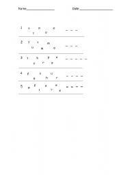 English worksheet: Numbers - 1-5 Join the letters