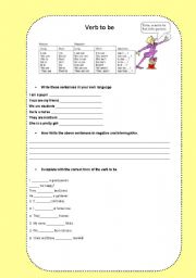 English Worksheet: Verb to be