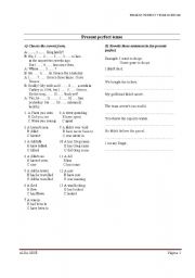 English worksheet: Present Perfect Exercise for Student