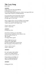 English Worksheet: Bruno Mars - The Lazy Song