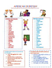 English Worksheet: American or British?