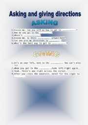 English Worksheet: Asking and giving directions