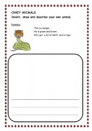 English worksheet: Crazy animals