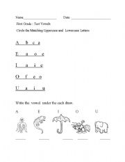 English worksheet: Vowels