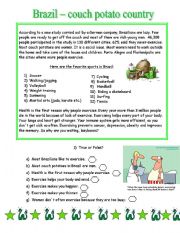 English Worksheet: Brazil - couch potato country