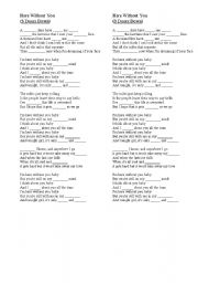 English worksheet: Song Here Without You by 3 Doors Down