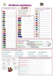 English Worksheet: ordinal numbers from 1st to 100th