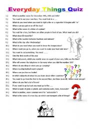 English Worksheet: Test your general knowledge + wordsearch incl solutions