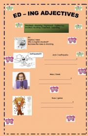 English Worksheet: ED - ING ADJECTIVES