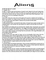 English Worksheet: aliens