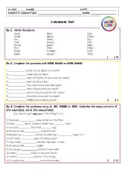 English Worksheet: Grammar Test_Plurals and so on)))
