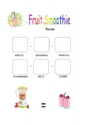 English worksheet: Recipe: Fruit Smoothie