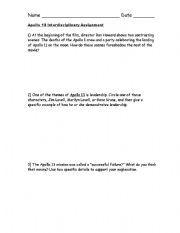 English Worksheet: Apollo 13 Interdisciplinary Assignment