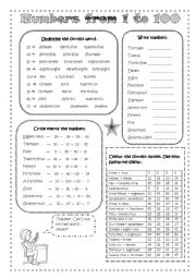 English Worksheet: Numbers from 1 to 100