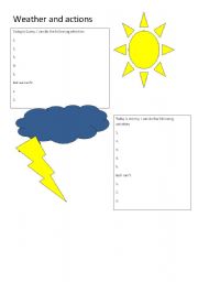English worksheet: weather and activities