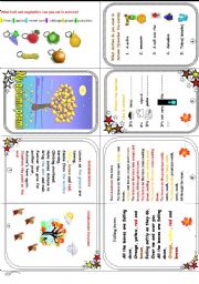 English Worksheet: Autumn poems and activities  (clothes/weather/ fruit and veg.)