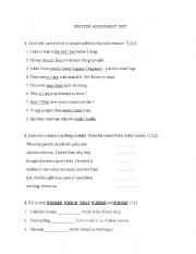 English Worksheet: written assessment 