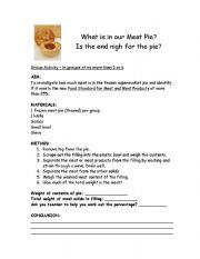 English Worksheet: Meat Pie Investigation