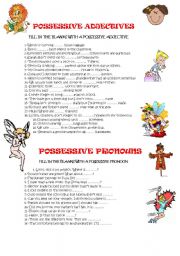 English Worksheet: POSSESSIVE ADJECTIVES AND PRONOUNS