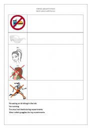 english worksheets sefety rules in a science lab