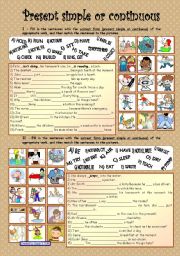 English Worksheet: Present Simple or Continuous * elementary * fully editable * with key