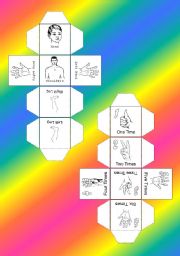 English Worksheet: Body parts Cube - part 1