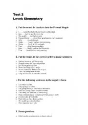 English Worksheet: Elementary, test