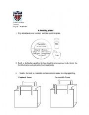 English worksheet: A HEALTHY PLATE