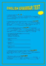 English Worksheet: Present Simple and present continuous test