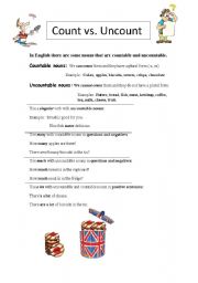 English Worksheet: Count vs. Uncount