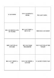 English Worksheet: CAN MEMORY GAME