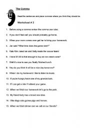 English Worksheet: commas usage worksheet