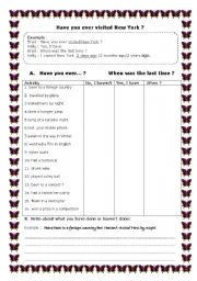 English Worksheet: Have you ever ...?  [EDITABLE]