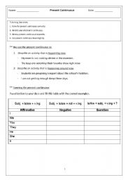 English Worksheet: Present Continuous