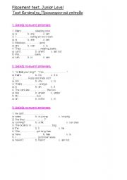 English Worksheet: PLACEMENT TEST