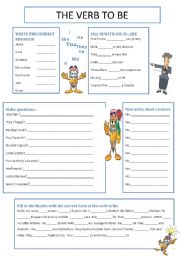 English Worksheet: the verb to be