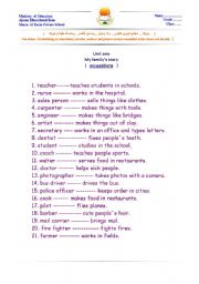 English worksheet: occupations worksheet for grade 4
