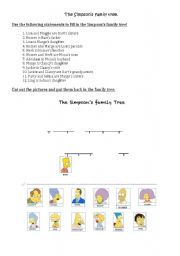 English worksheet: The simpsons family tree