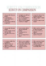 English Worksheet: survey on comparison