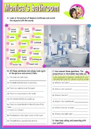 English Worksheet: Monicas bathroom