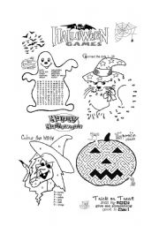 English Worksheet: Halloween games