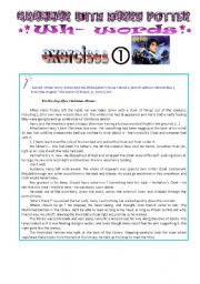 English Worksheet: grammar with Harry Potter : wh- words exercises, part 1