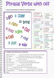 English Worksheet: Phrasal Verbs with off